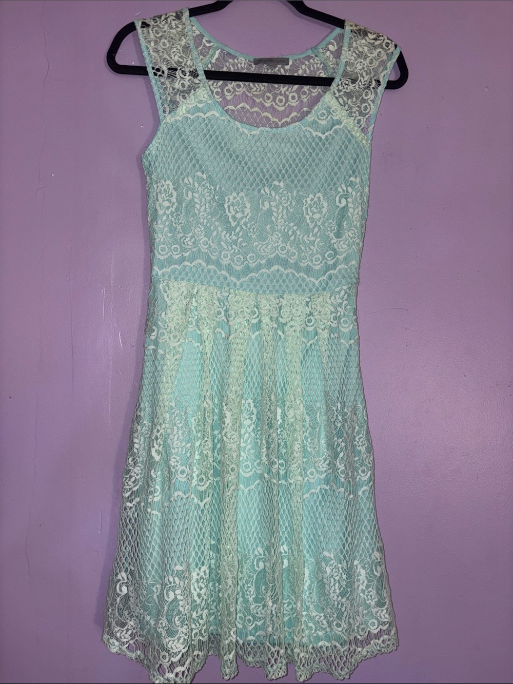 Charlotte Russe Mint and White Lace Fit & Flare Dress